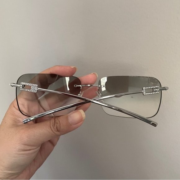 Vintage 90s/Y2K Gucci Rimless Wrap Around Sunglasses w/ Gradient Lens 🇮🇹 - Picture 7 of 11